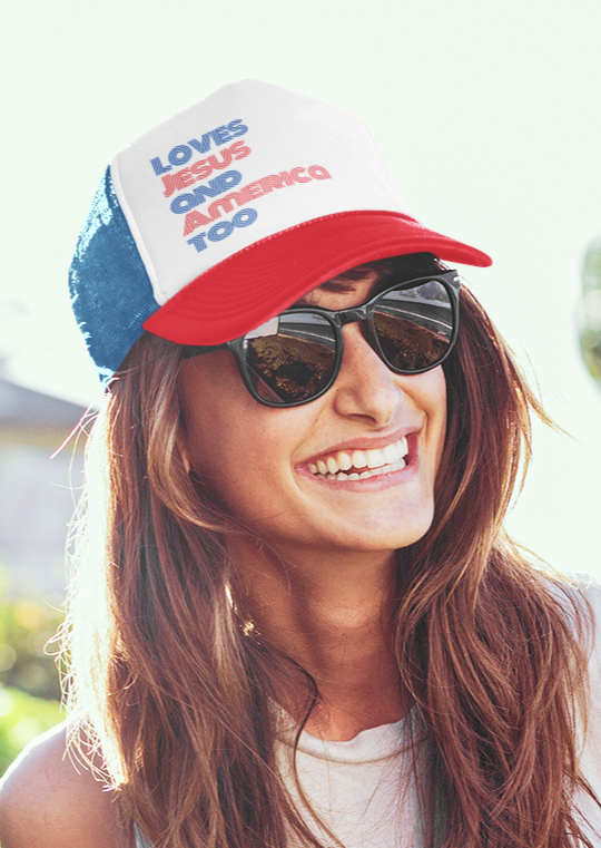 Loves Jesus and America Trucker Cap