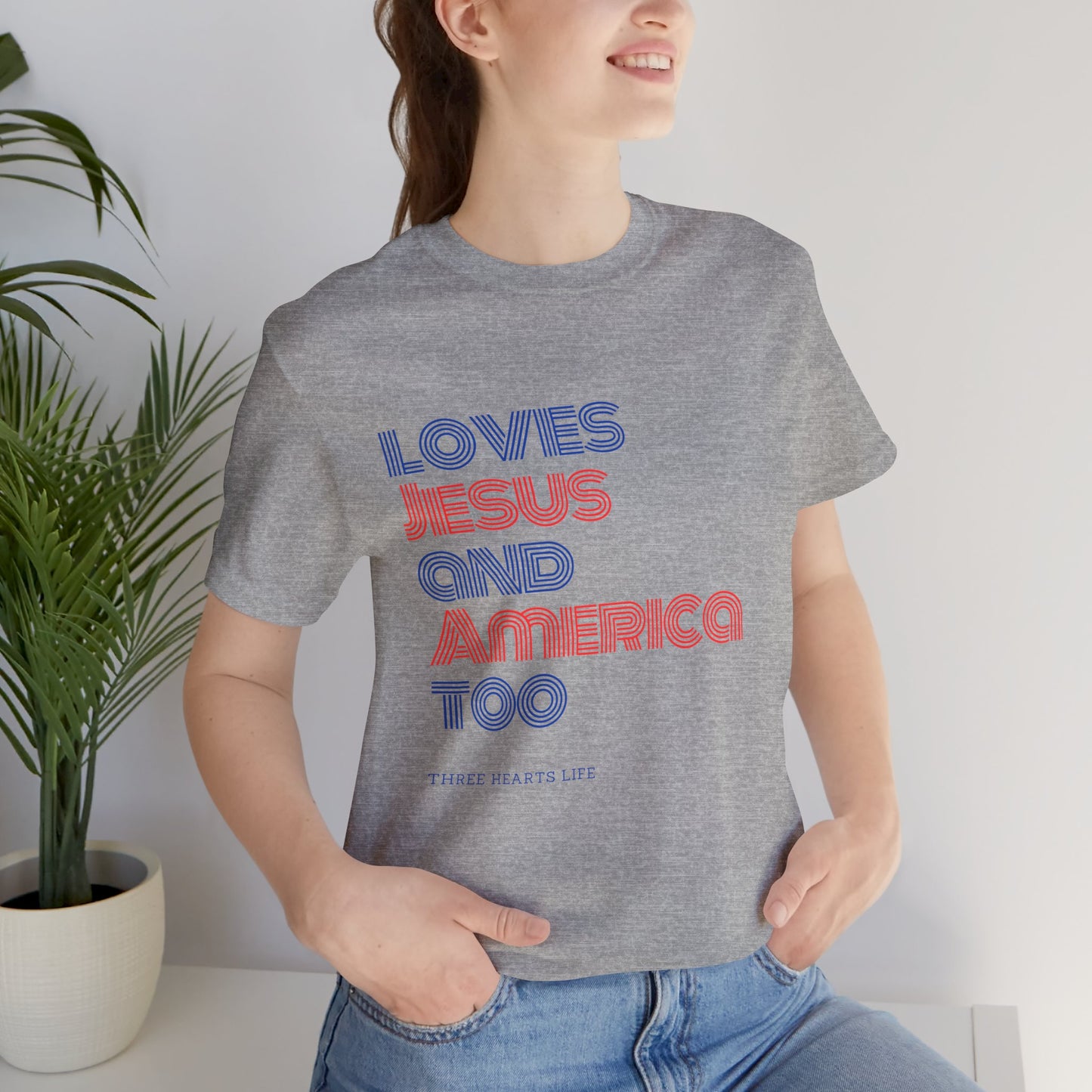 Loves Jesus and America Too Unisex T-Shirt