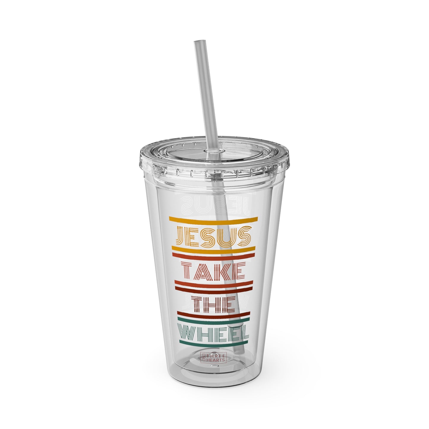 Jesus Take The Wheel Tumbler with Straw, 16oz
