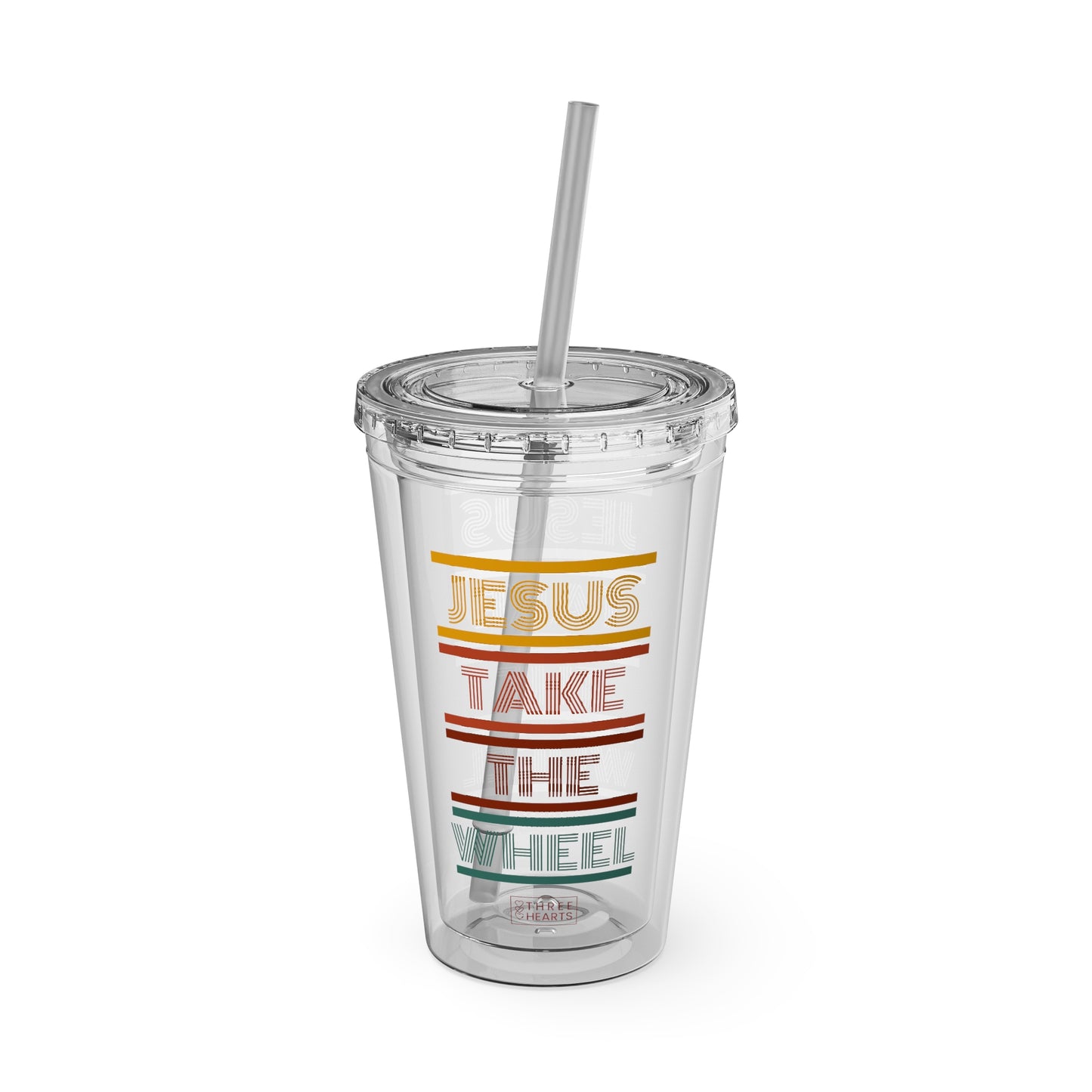 Jesus Take The Wheel Tumbler with Straw, 16oz