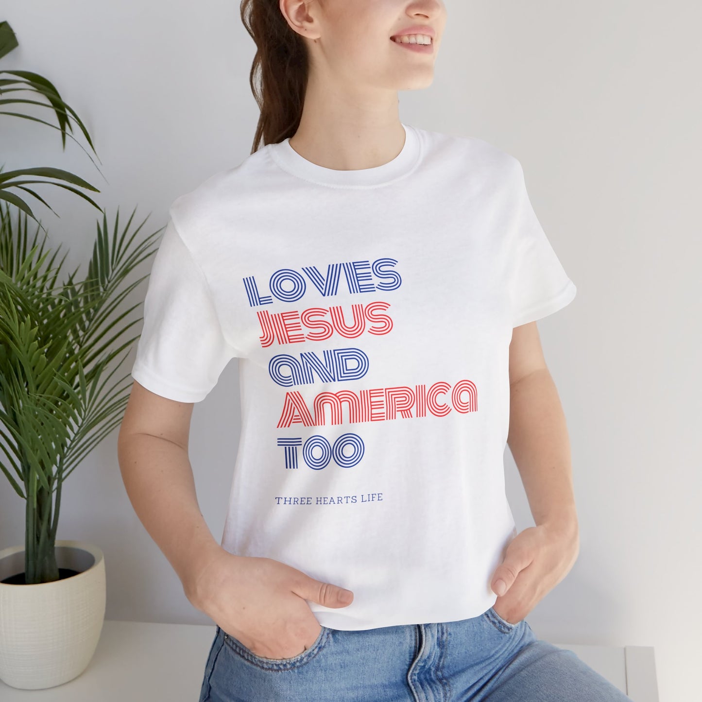 Loves Jesus and America Too Unisex T-Shirt