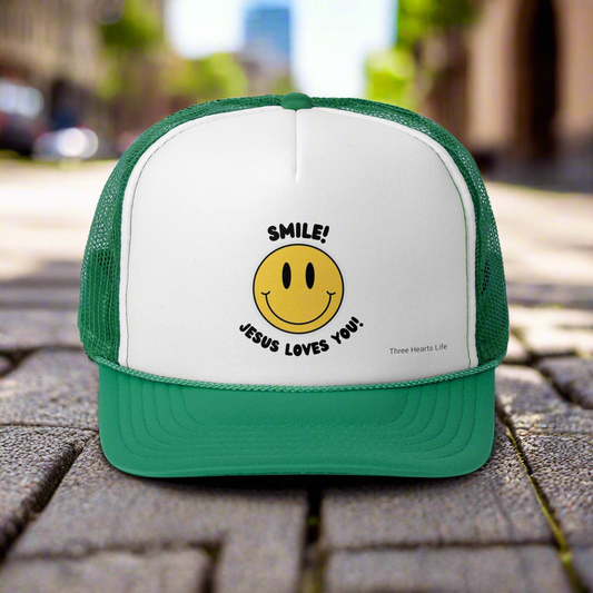 Smile! Jesus Loves You Trucker Caps